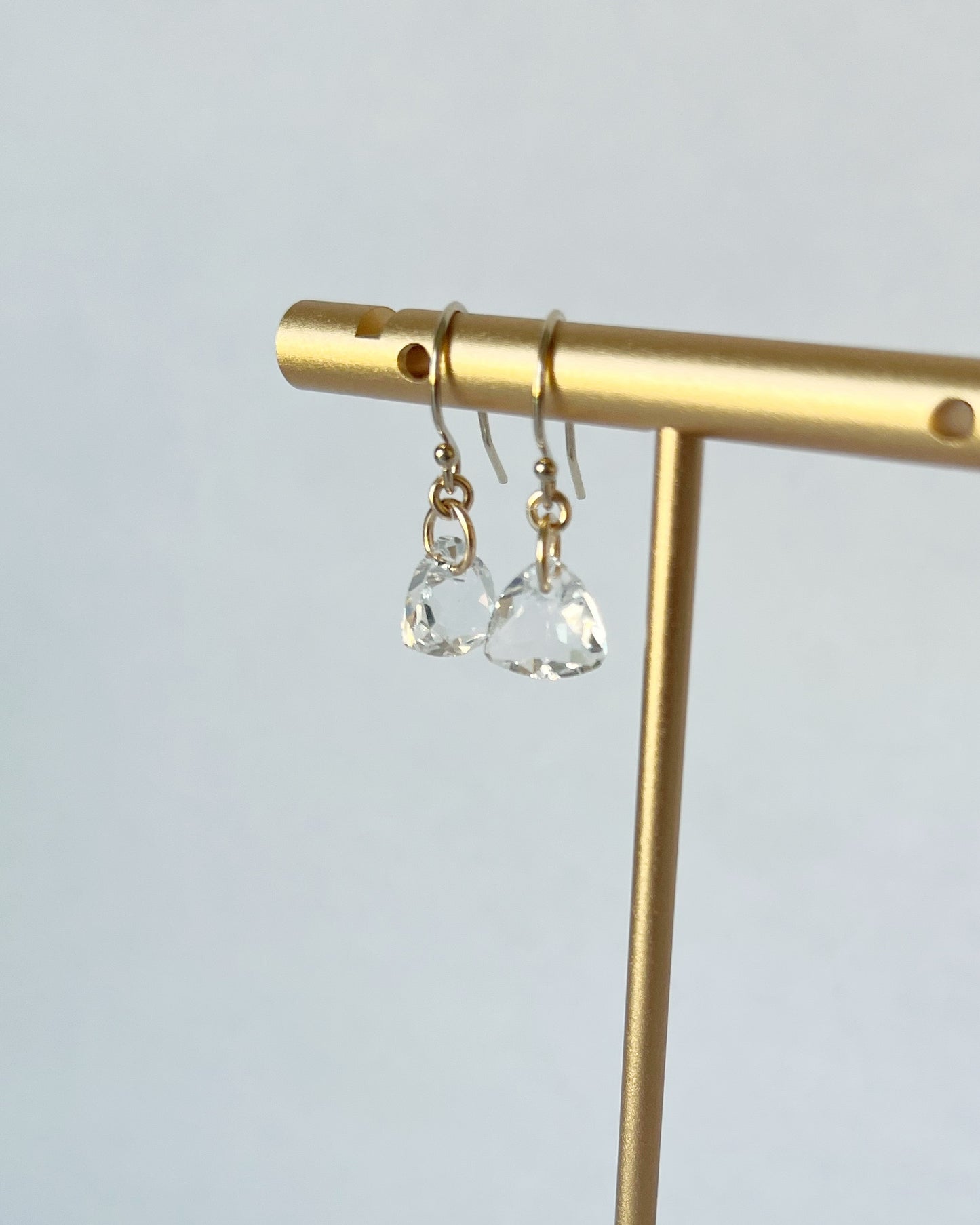Triangle Crystal Birthstone Drop Earrings