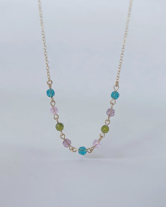 Wire-Wrapped Crystal Bead Necklace