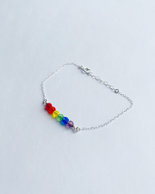 LGBQT+ Pride Crystal Bead Bar Bracelet