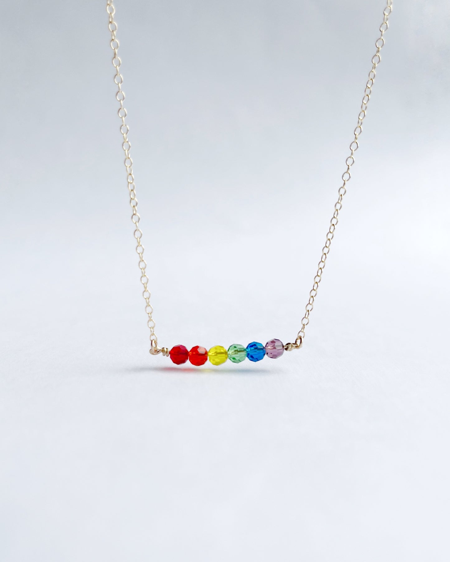 LGBQT+ Pride Crystal Bead Bar Necklace