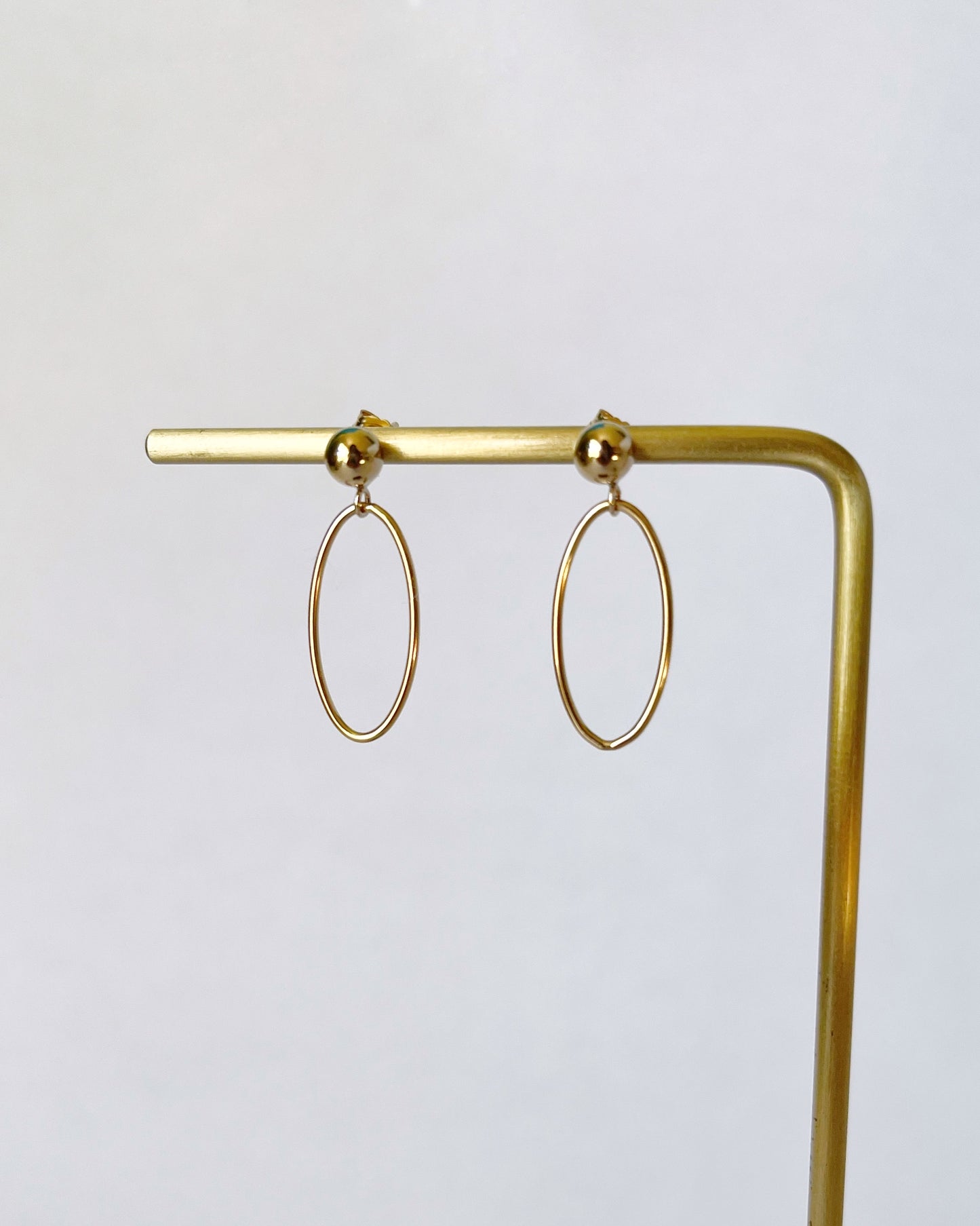 Metal Oval Pendant Stud Earrings