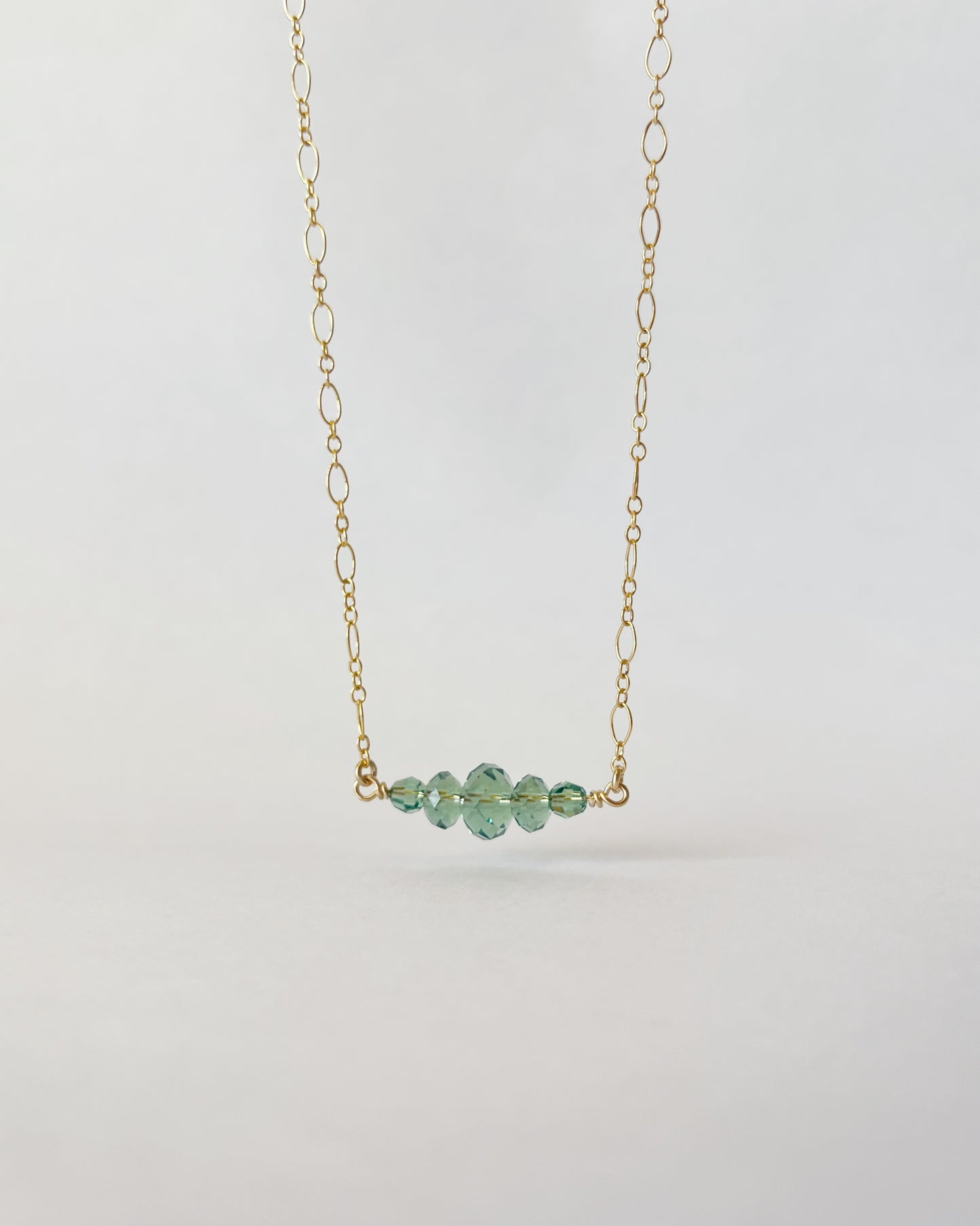 Green Crystal Bead Bar Necklace