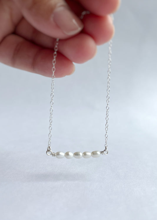 White Pearl Bar Bracelet